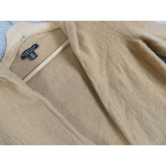 Saks Fifth Avenue 100% Cashmere Tan Hooded Cardigan Sweater Women's XS - Picture 1 of 7